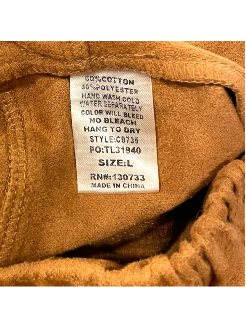 Women's Umgee Size Large Faux Suede Moto Jeggings Pants Walnut